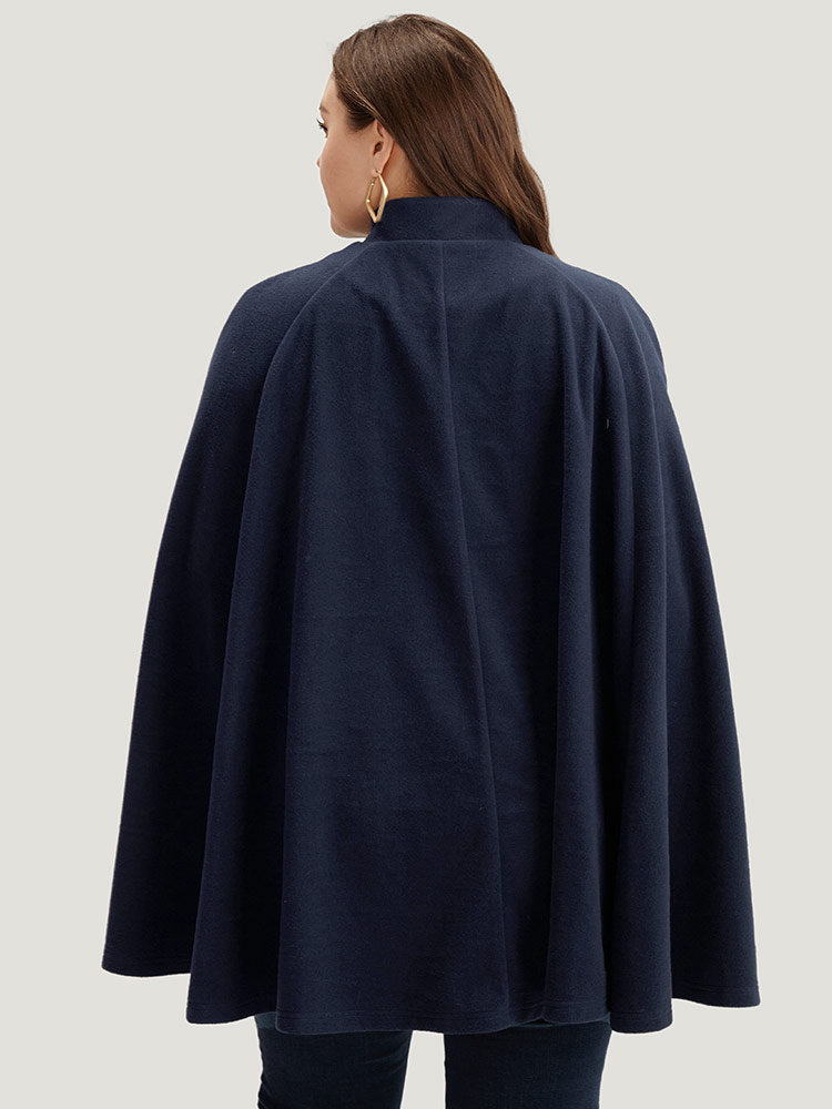 Plus Size Solid Metal Detail Cape Blazer Women Indigo Office Plain Ladies Work Winter Coats BloomChic 14-16/1X 