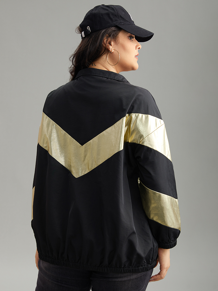 Plus Size Women Dailywear Geometric Elastic cuffs Pocket Casual Jackets BloomChic 