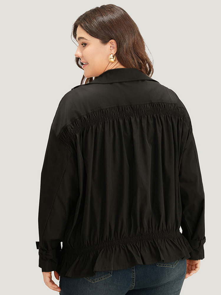 Plus Size Women Dailywear Plain Gathered Casual Coats BloomChic 