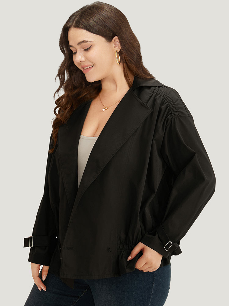 Plus Size Women Dailywear Plain Gathered Casual Coats BloomChic 