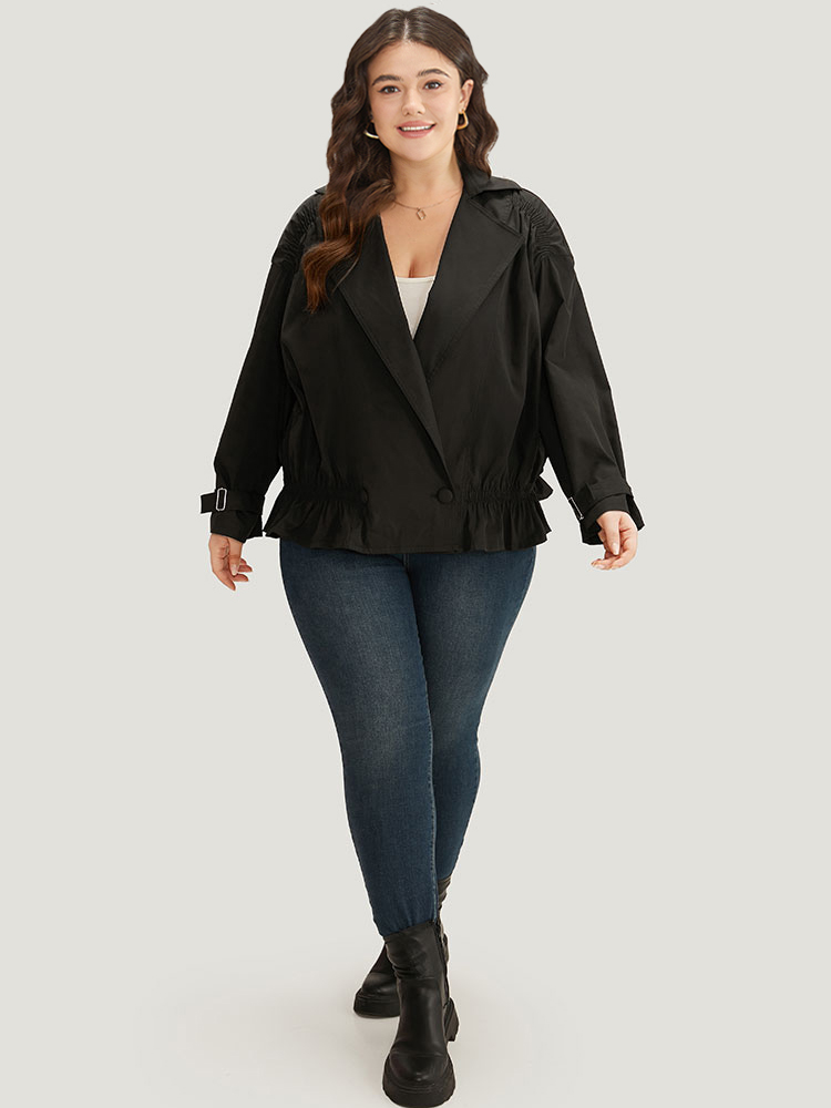Plus Size Women Dailywear Plain Gathered Casual Coats BloomChic 