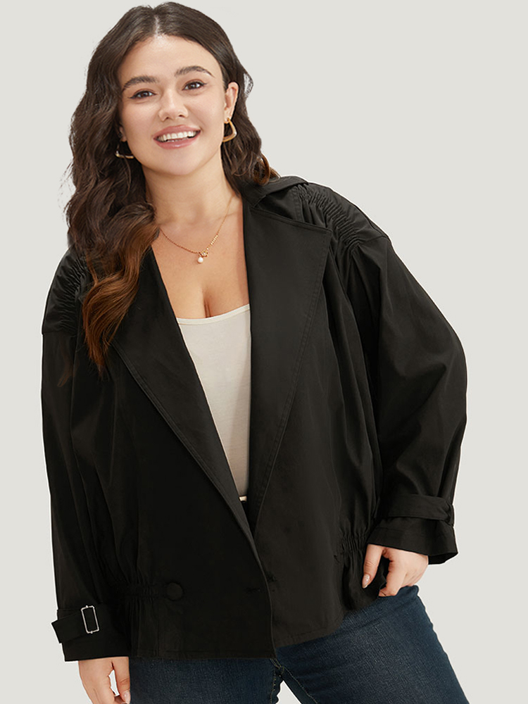 Plus Size Women Dailywear Plain Gathered Casual Coats BloomChic 