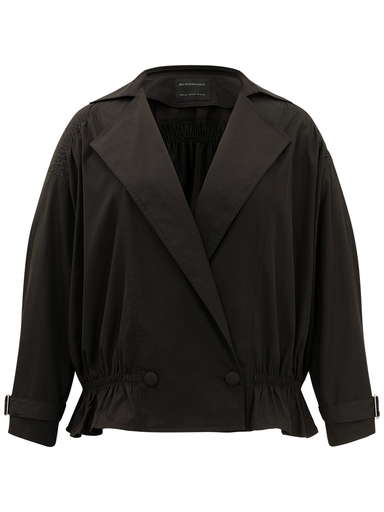Plus Size Women Dailywear Plain Gathered Casual Coats BloomChic 