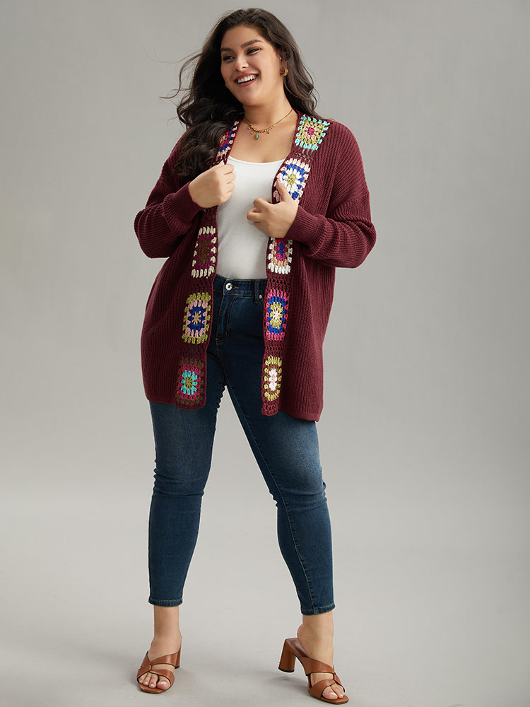 

Plus Size Floral Embroidered Open Front Cardigan Scarlet Women Casual Loose Long Sleeve Dailywear Cardigans BloomChic