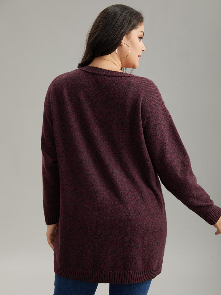 

Plus Size Cable Knit Button Through Cardigan Burgundy Women Casual Loose Long Sleeve Dailywear Cardigans BloomChic