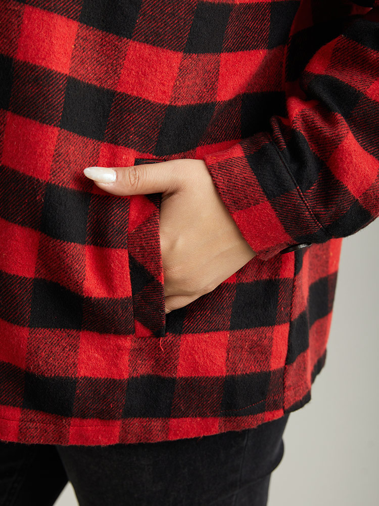 Plus Size Women Dailywear Plaid Contrast Pocket Casual Coats BloomChic 