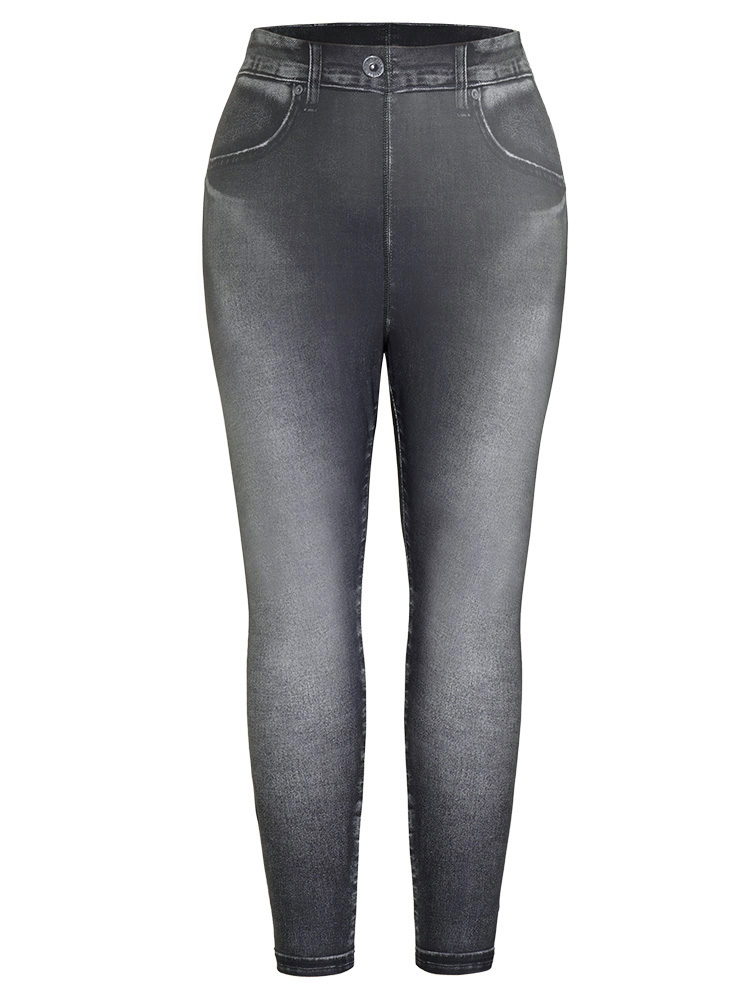 Plus Size Vintage High Rise Skinny Leggings Women Black Casual High stretch Skinny High Rise Dailywear Leggings BloomChic 26/4X 
