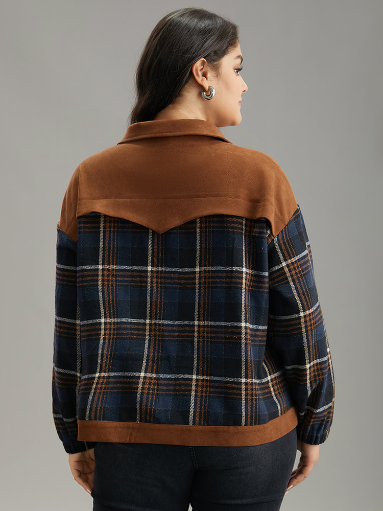 Plus Size Women Dailywear Plaid Pocket Pocket Casual Jackets BloomChic 