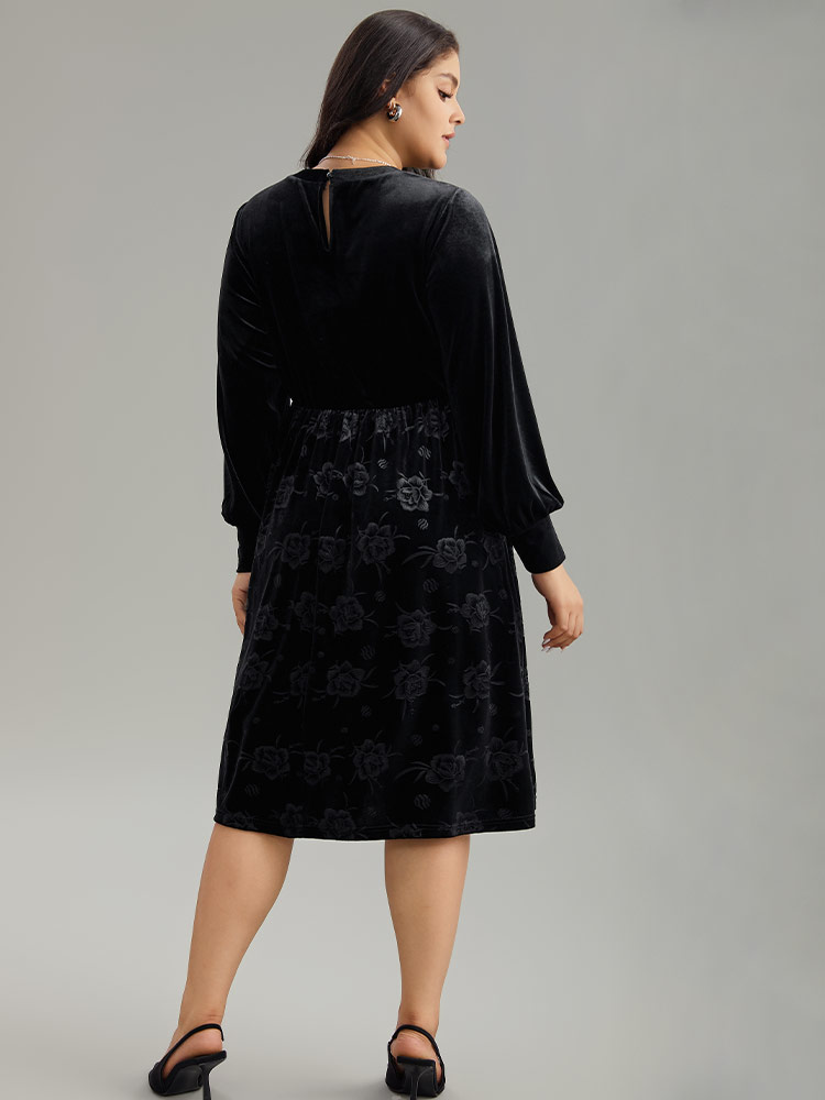 Plus Size Women Work Plain Plain Regular Sleeve Long Sleeve Round Neck Pocket Office Dresses BloomChic 
