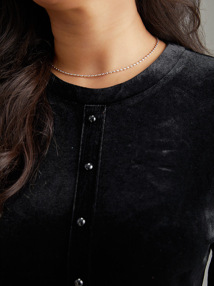 Plus Size Women Work Plain Plain Regular Sleeve Long Sleeve Round Neck Pocket Office Dresses BloomChic 
