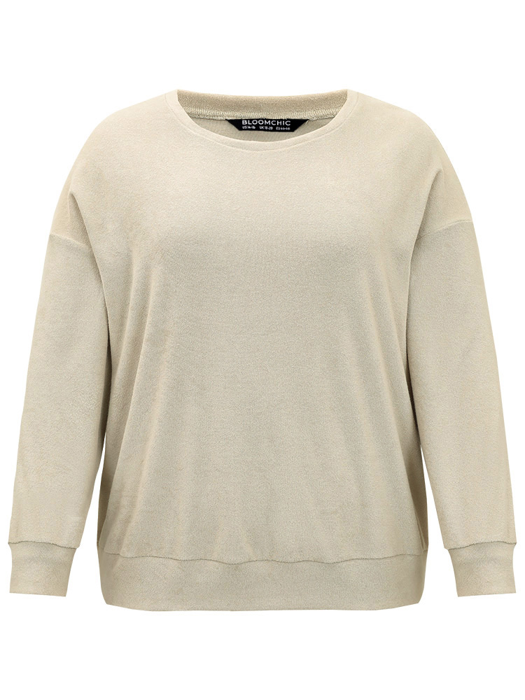 Plus Size Women Dailywear Plain Texture Regular Regular Sleeve Long Sleeve Round Neck Casual Sweatshirts BloomChic 