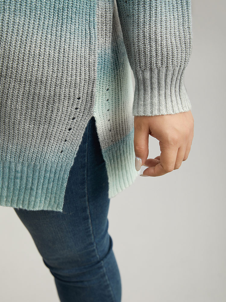 Plus Size Ombre Split Side Open Front Cardigan Multicolor Women Casual Loose Long Sleeve Everyday Cardigans BloomChic 22-24/3X 