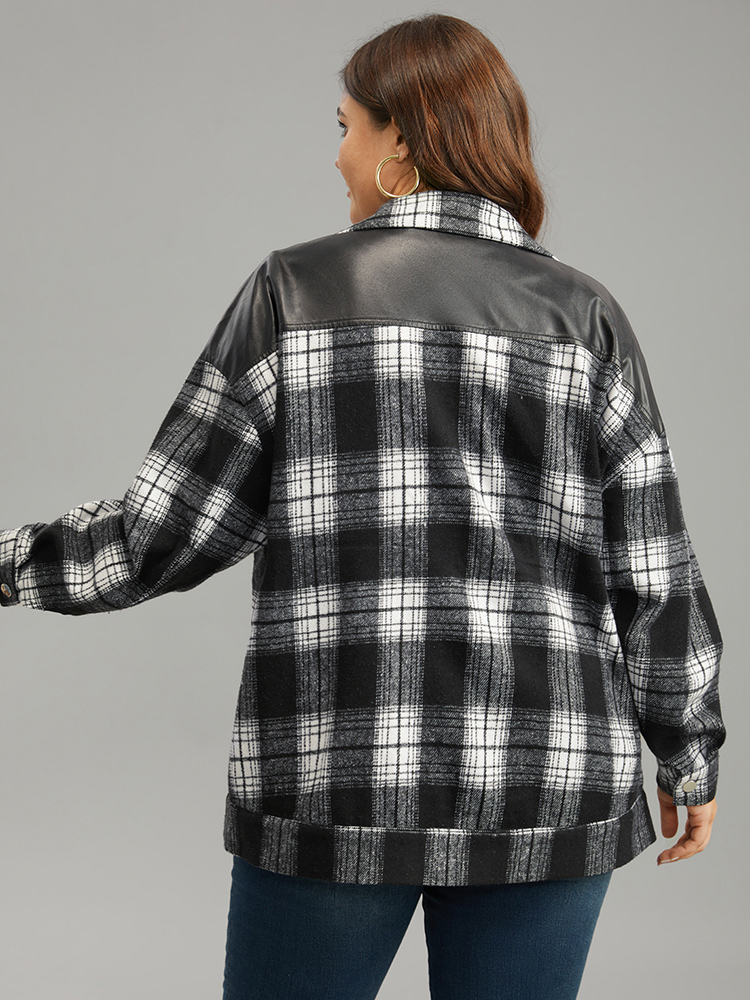 Plus Size Women Dailywear Plaid Contrast Pocket Casual Jackets BloomChic 