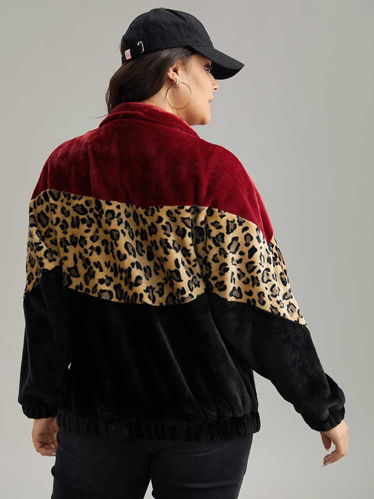 Plus Size Women Everyday Leopard Patchwork Casual Jackets BloomChic 
