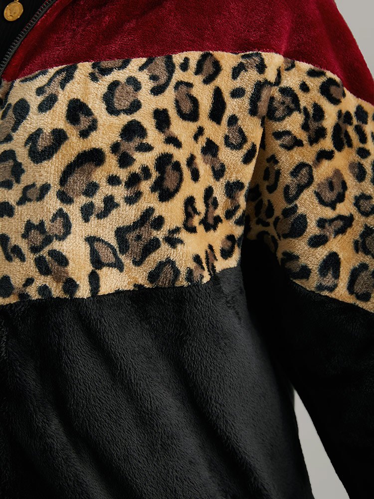 Plus Size Women Everyday Leopard Patchwork Casual Jackets BloomChic 
