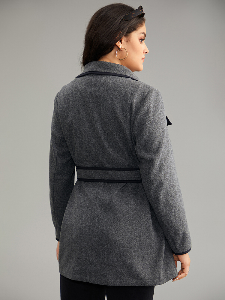 Plus Size Women Dailywear Plain Contrast Pocket Casual Coats BloomChic 
