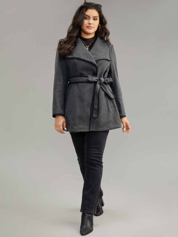 Plus Size Women Dailywear Plain Contrast Pocket Casual Coats BloomChic 