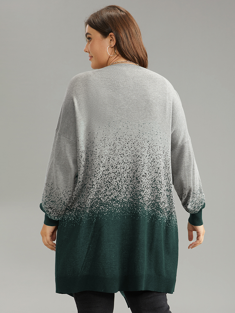 

Plus Size Ombre Asymmetrical Open Front Cardigan DarkGreen Women Casual Loose Long Sleeve Everyday Cardigans BloomChic