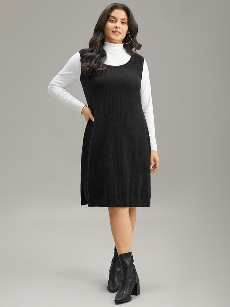 Plus Size Sweater Dresses | Supersoft Essentials Anti-Pilling Shoulderless  Sweater Dress | BloomChic 