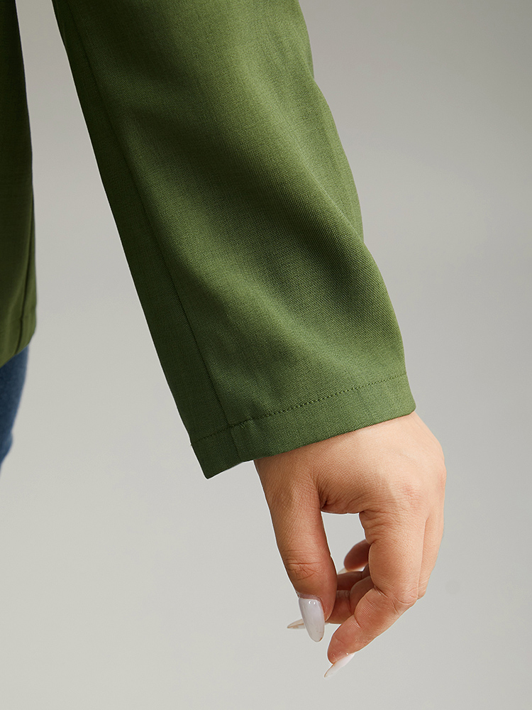 Plus Size Solid Suit Collar Button Detail Blazer Green Women Work Plain Plain Sleeve Long Sleeve Suit Collar 22-24/3X Office Blazers BloomChic 