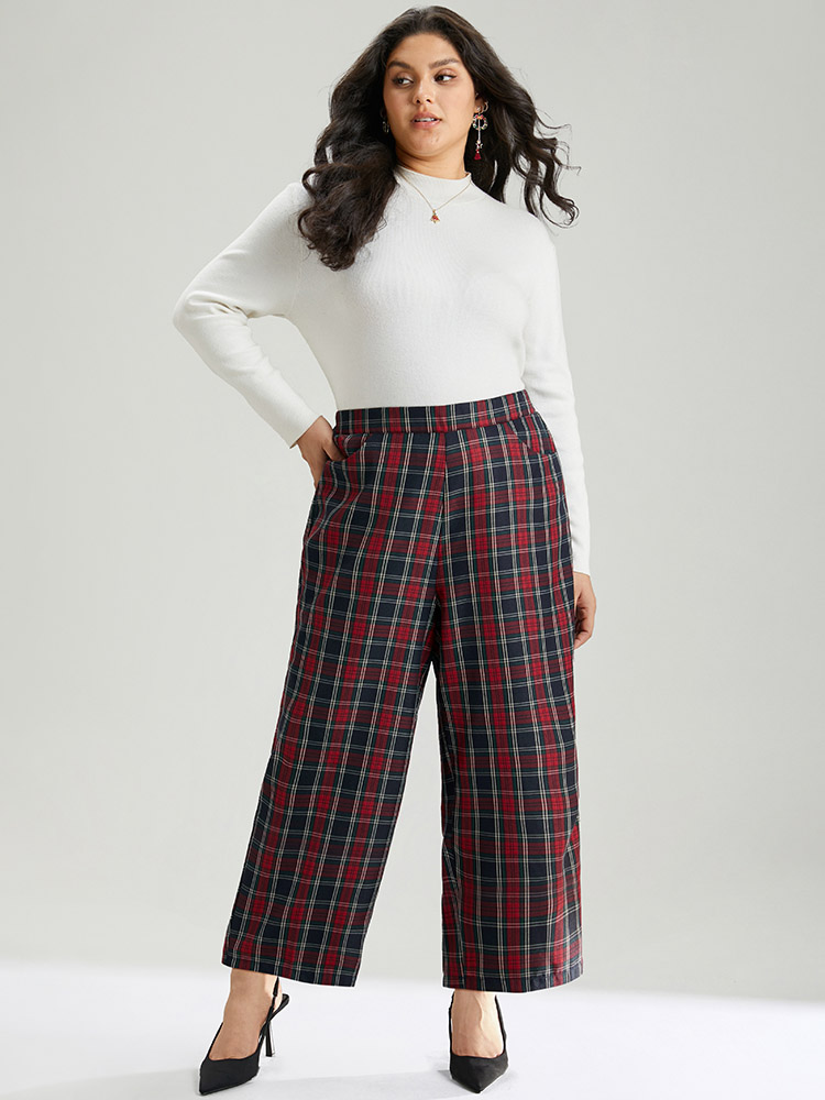 Plus Size Women Festival-Christmas Graphic-Christmas Elastic Waist High Rise Pocket Elegant Pants BloomChic 