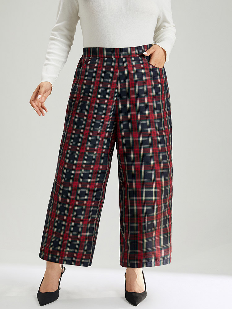 Plus Size Women Festival-Christmas Graphic-Christmas Elastic Waist High Rise Pocket Elegant Pants BloomChic 