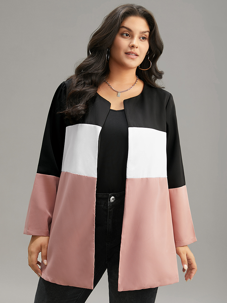 Plus Size Women Dailywear Plain Pocket Pocket Casual Coats BloomChic 