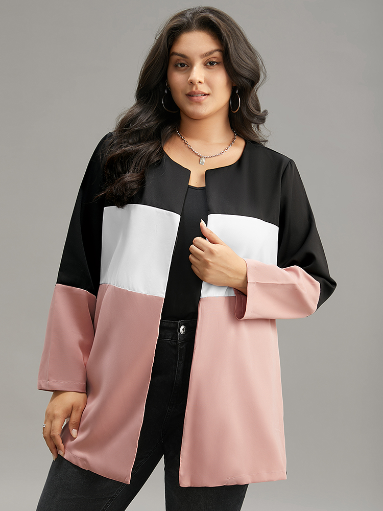Plus Size Women Dailywear Plain Pocket Pocket Casual Coats BloomChic 