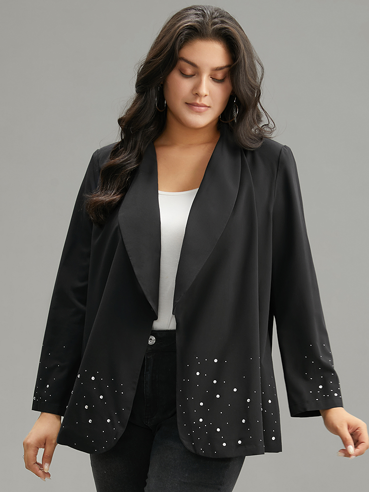 

Plus Size Halloween Plain Rhinestone Lapel Collar Blazer Black Women Dailywear Plain Rhinestone detailing Sleeve Long Sleeve Lapel Collar  Casual Blazers BloomChic