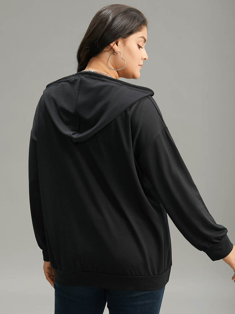 Plus Size Women Dailywear Moon and Star Printed Regular Regular Sleeve Long Sleeve Hooded Pocket Casual Sweatshirts BloomChic 
