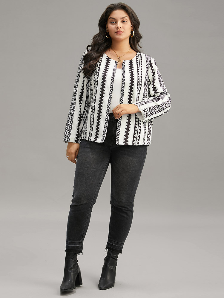 Plus Size Women Vacation Bohemian Print Contrast Resort Coats BloomChic 