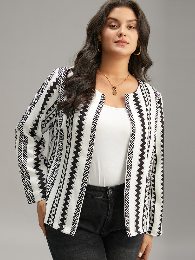 Plus Size Women Vacation Bohemian Print Contrast Resort Coats BloomChic 