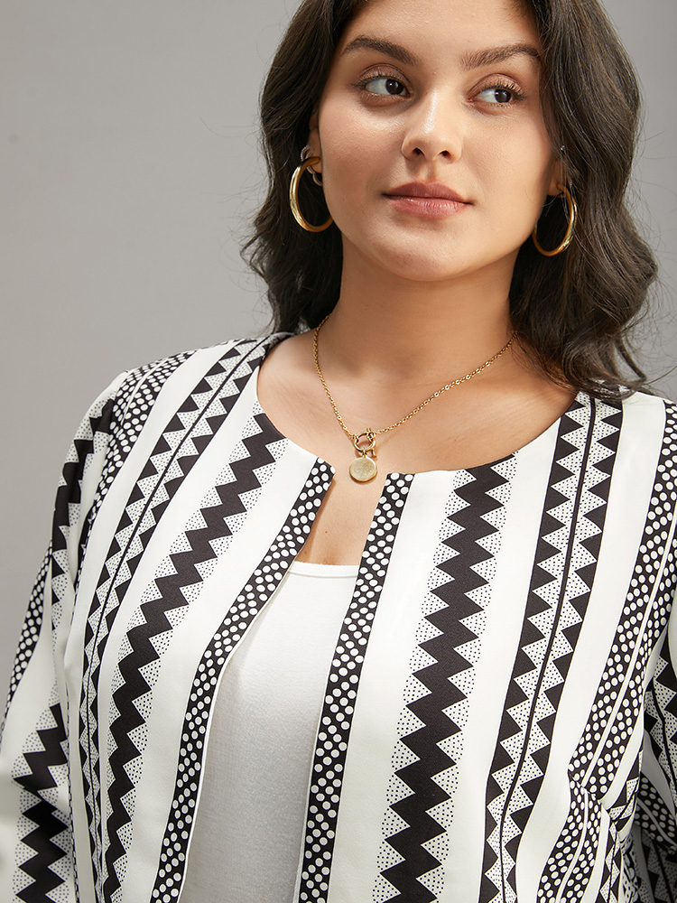 Plus Size Women Vacation Bohemian Print Contrast Resort Coats BloomChic 