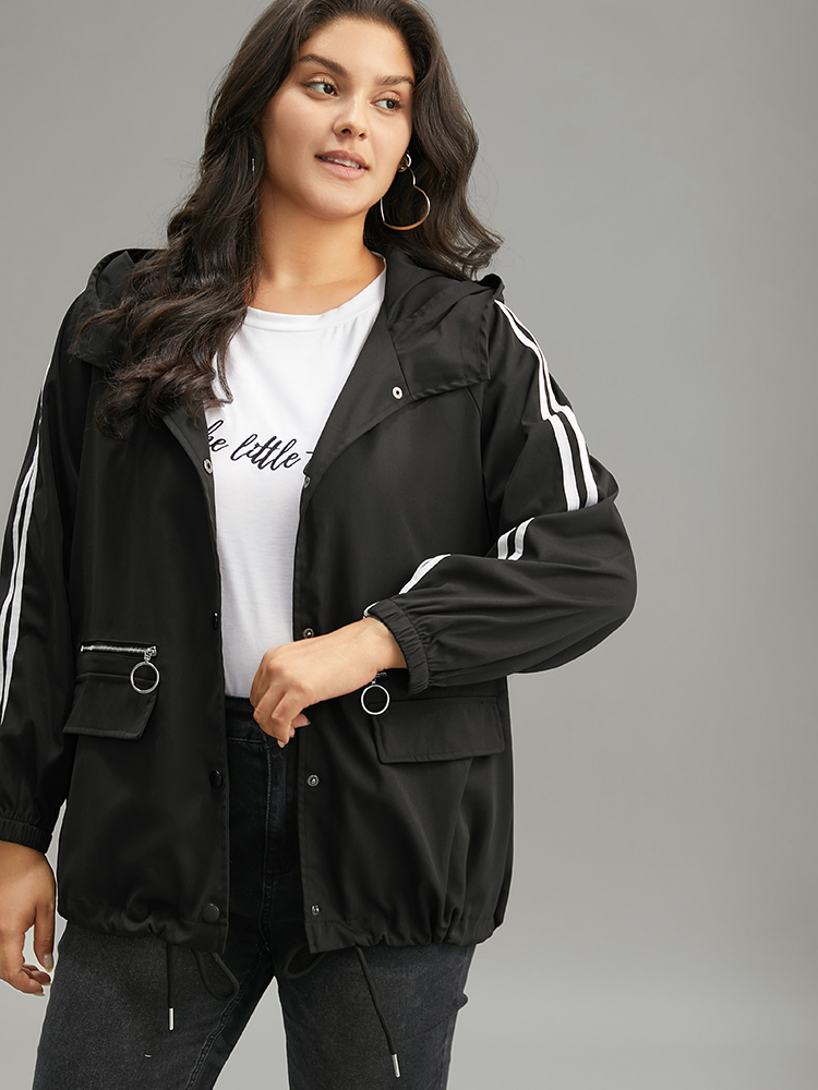 Plus Size Women Dailywear Plain Zipper Pocket Casual Coats BloomChic 