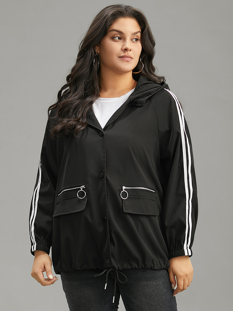 Plus Size Women Dailywear Plain Zipper Pocket Casual Coats BloomChic 