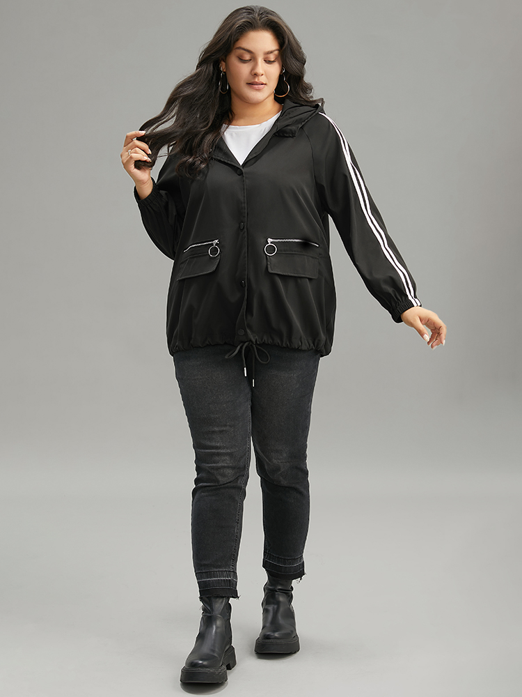 Plus Size Women Dailywear Plain Zipper Pocket Casual Coats BloomChic 
