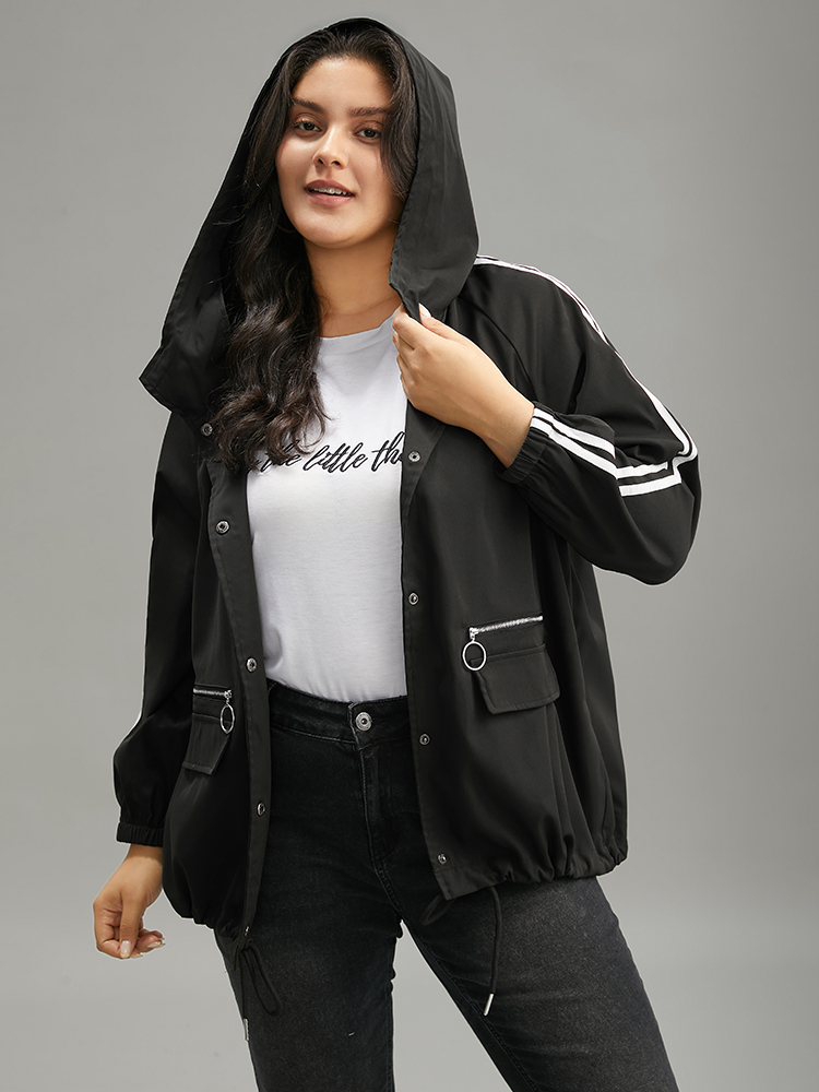 Plus Size Women Dailywear Plain Zipper Pocket Casual Coats BloomChic 
