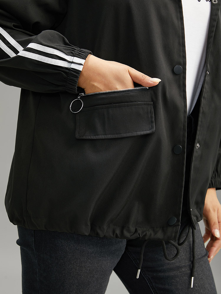 Plus Size Women Dailywear Plain Zipper Pocket Casual Coats BloomChic 