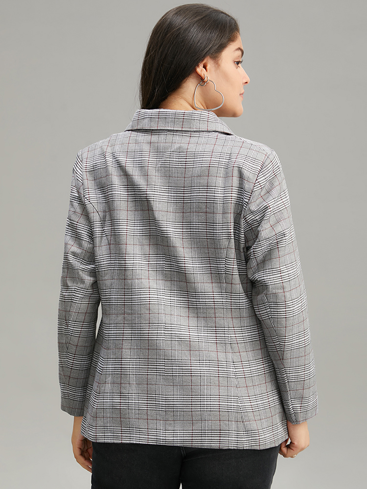 Plus Size Women Dailywear Plaid Button Regular Sleeve Long Sleeve Lapel Collar Pocket Casual Blazers BloomChic 