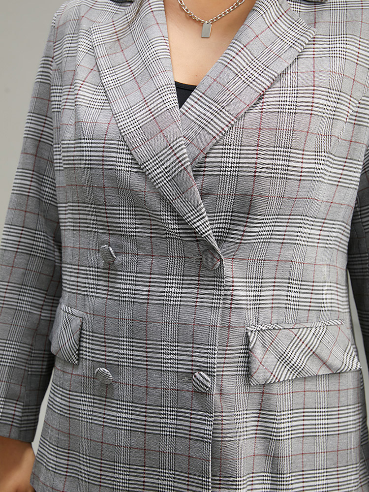 Plus Size Women Dailywear Plaid Button Regular Sleeve Long Sleeve Lapel Collar Pocket Casual Blazers BloomChic 