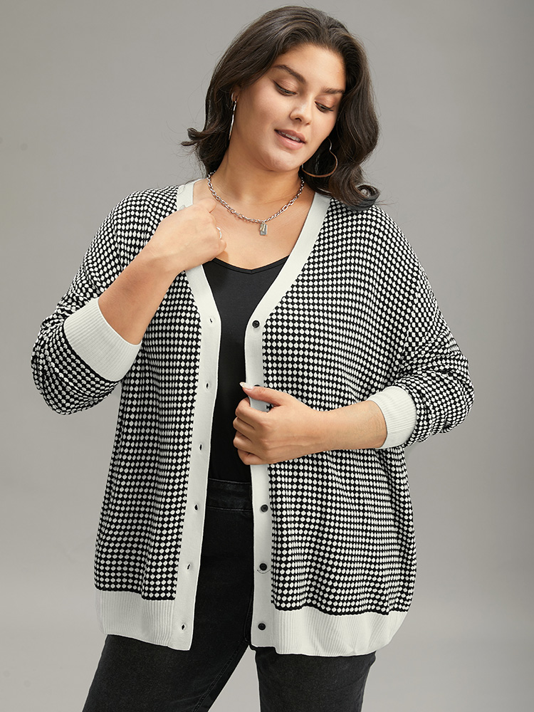 Polka Dot Patchwork Button Through Cardigan BloomChic 