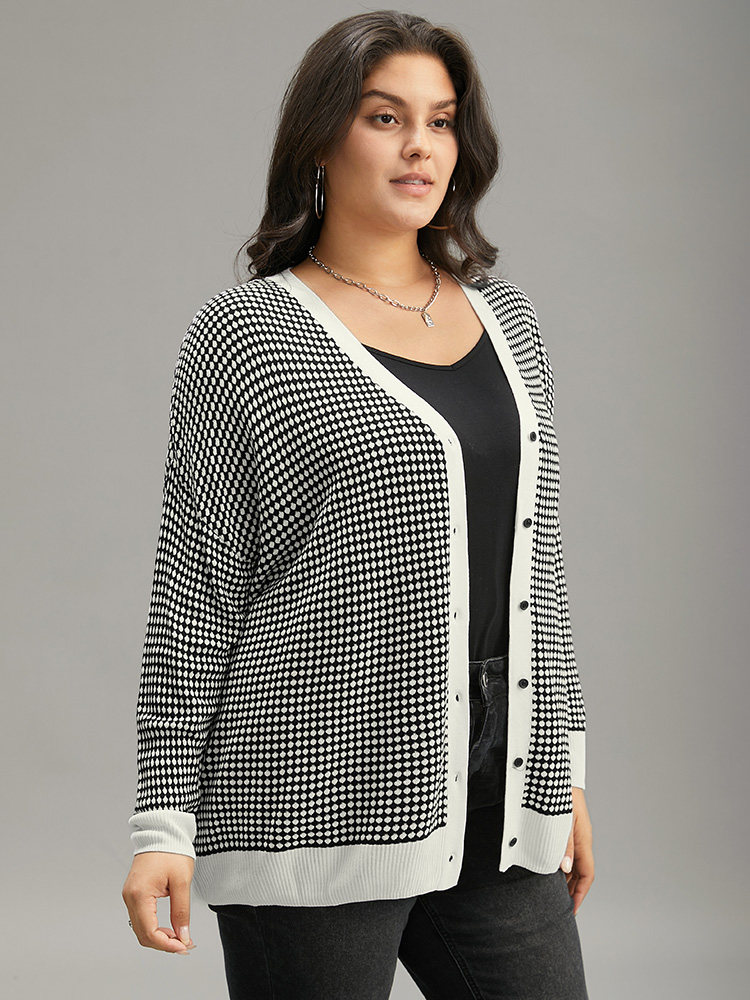 Polka Dot Patchwork Button Through Cardigan BloomChic 