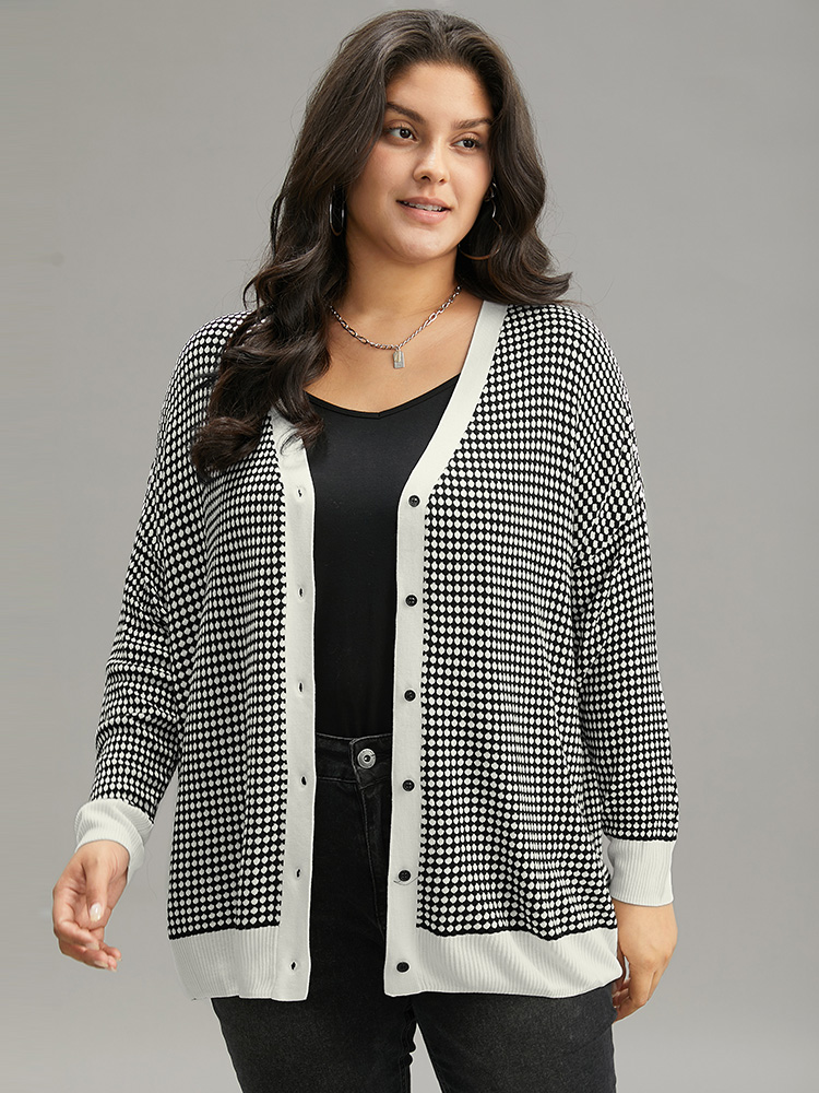 Polka Dot Patchwork Button Through Cardigan BloomChic 