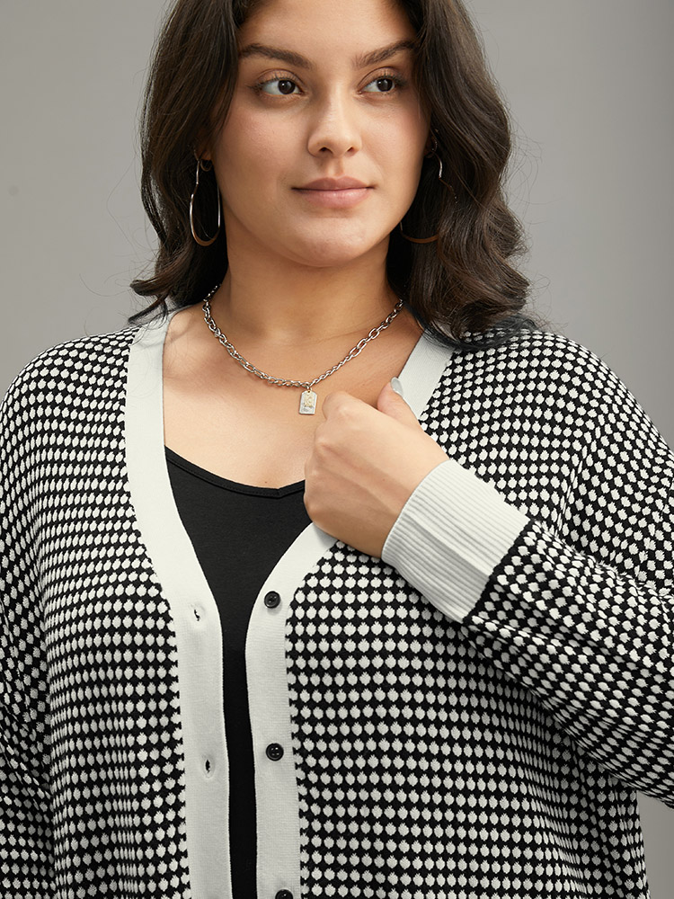 Polka Dot Patchwork Button Through Cardigan BloomChic 