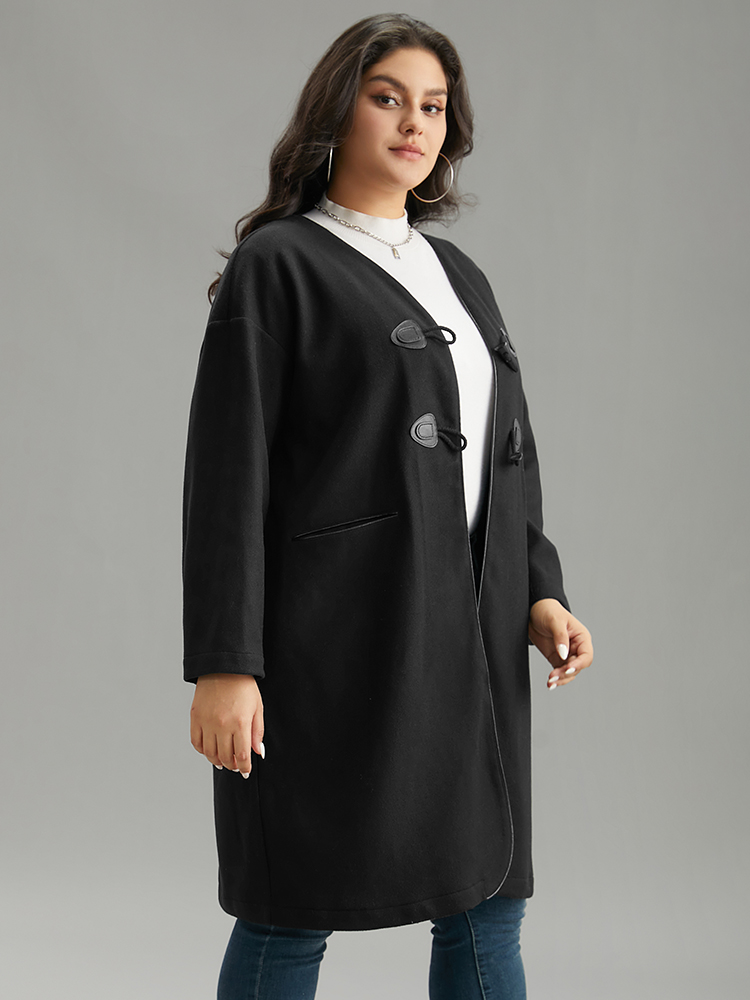 Plus Size Women Dailywear Plain Pocket Pocket Casual Coats BloomChic 