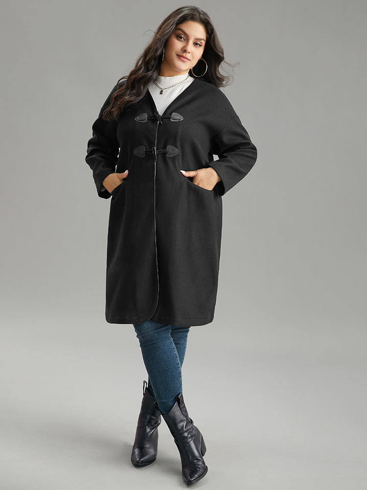 Plus Size Women Dailywear Plain Pocket Pocket Casual Coats BloomChic 