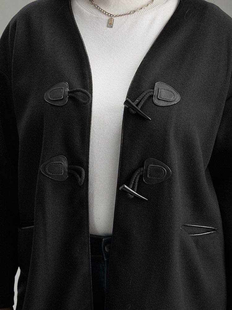 Plus Size Women Dailywear Plain Pocket Pocket Casual Coats BloomChic 