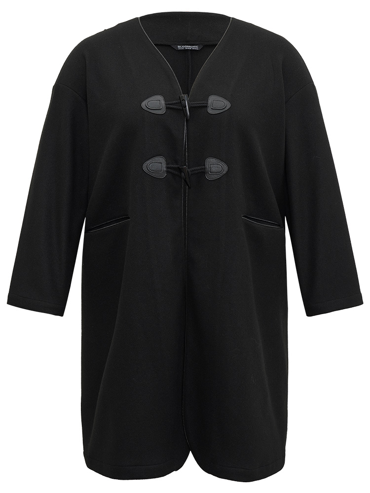 Plus Size Women Dailywear Plain Pocket Pocket Casual Coats BloomChic 