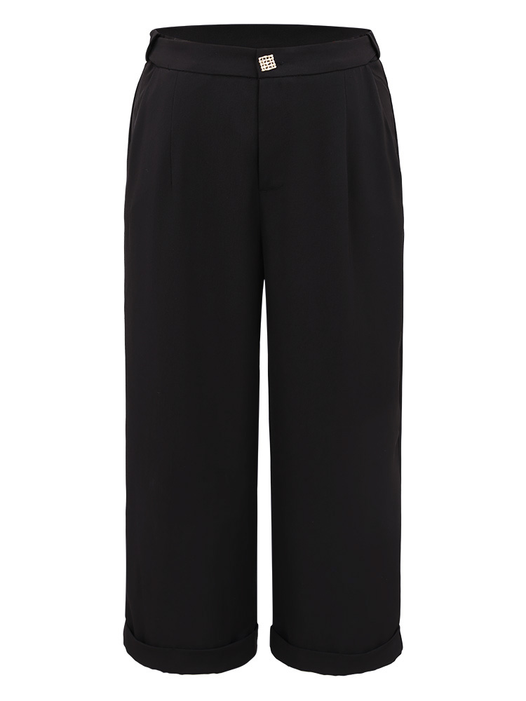 Plus Size Women Work Plain Plain High Rise Pocket Office Pants BloomChic 