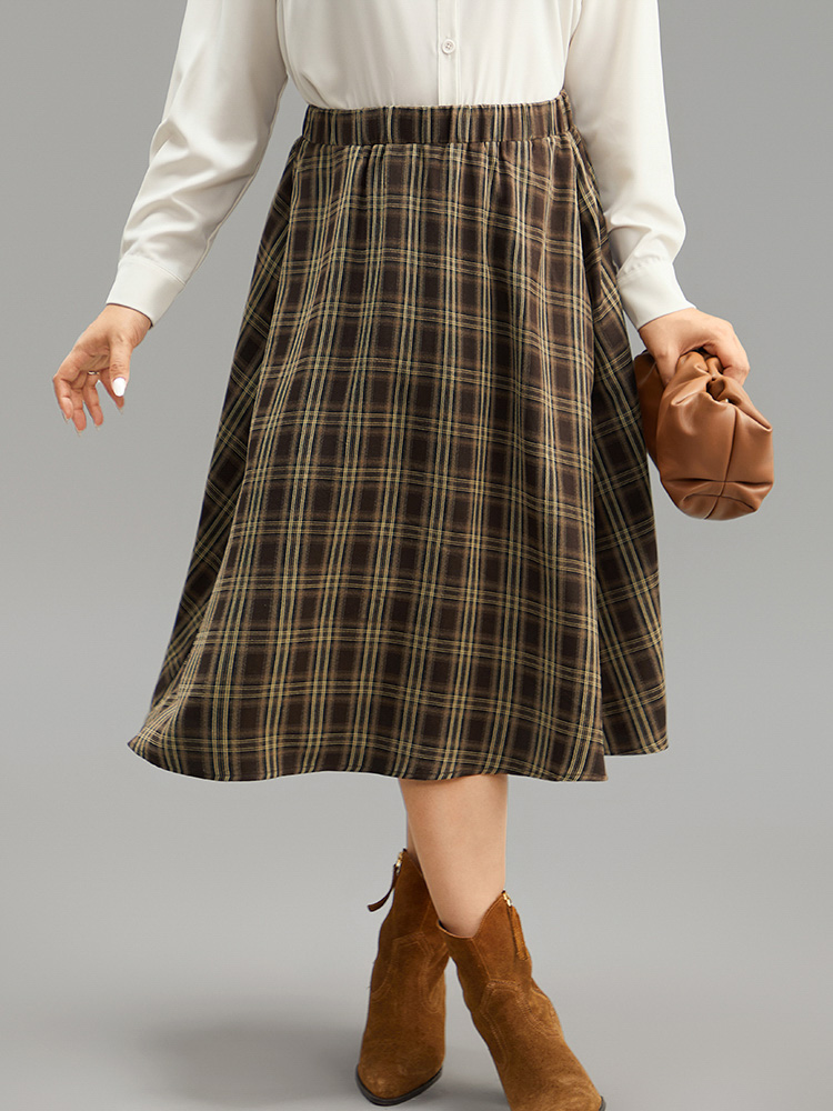 Plus Size Women Work Elastic Waist Pocket Office Skirts BloomChic 